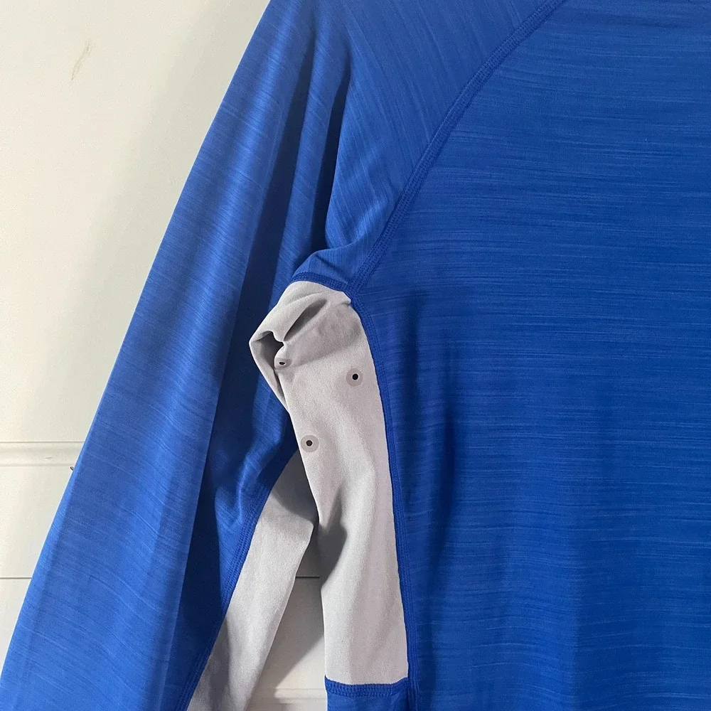 Coolibar Mens Ultimate Rash Guard UPF 50+ Blue Grey Long Sleeve Shirt Size‎ L